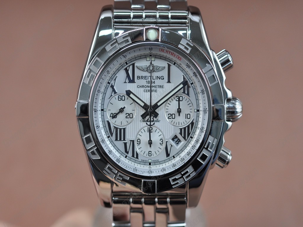 百年靈【男性用】 Chronomat B01 SS/SS White Roman Asia7750自動機芯搭載6