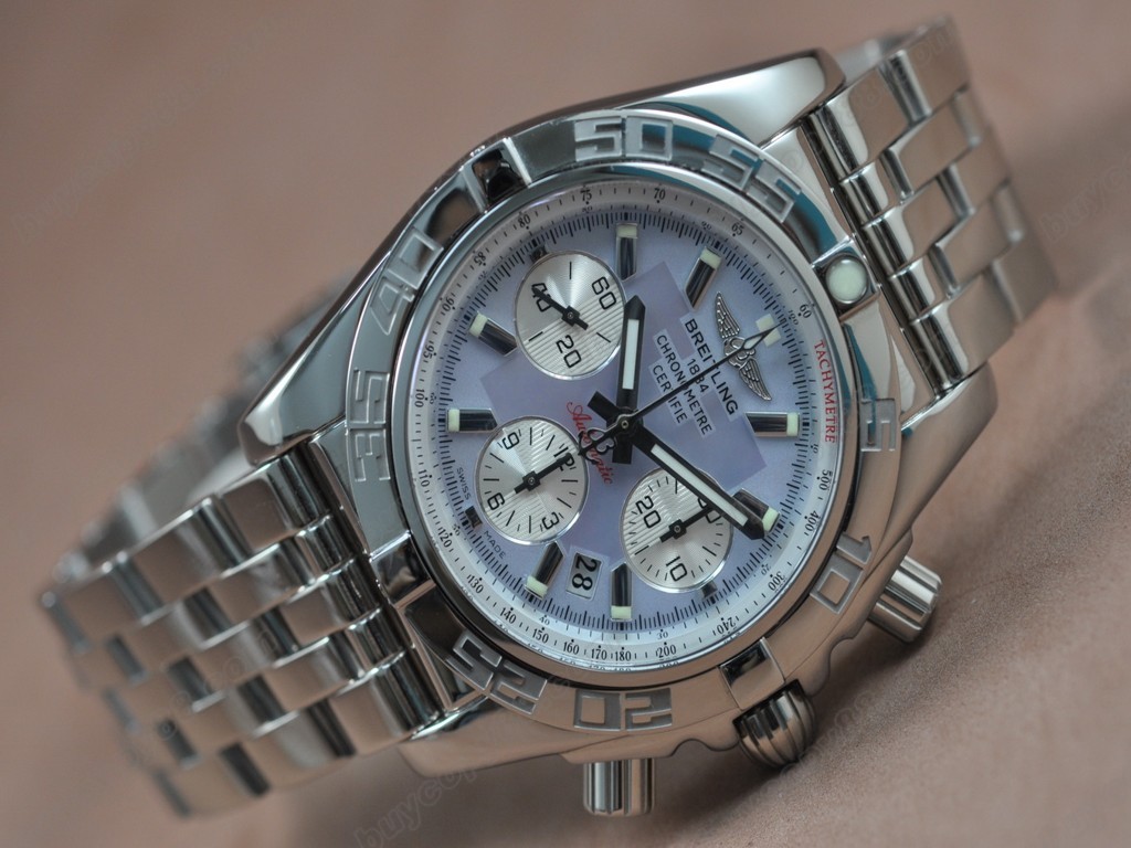 百年靈【男性用】Chronomat B01 SS/SS Light blue Sticks Asia7750自動機芯搭載6