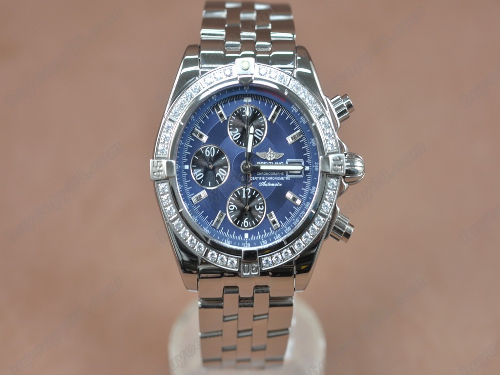 百年靈【男性用】 Chronomat Evolution SS Blue/Diam Asia7750自動機芯搭載5