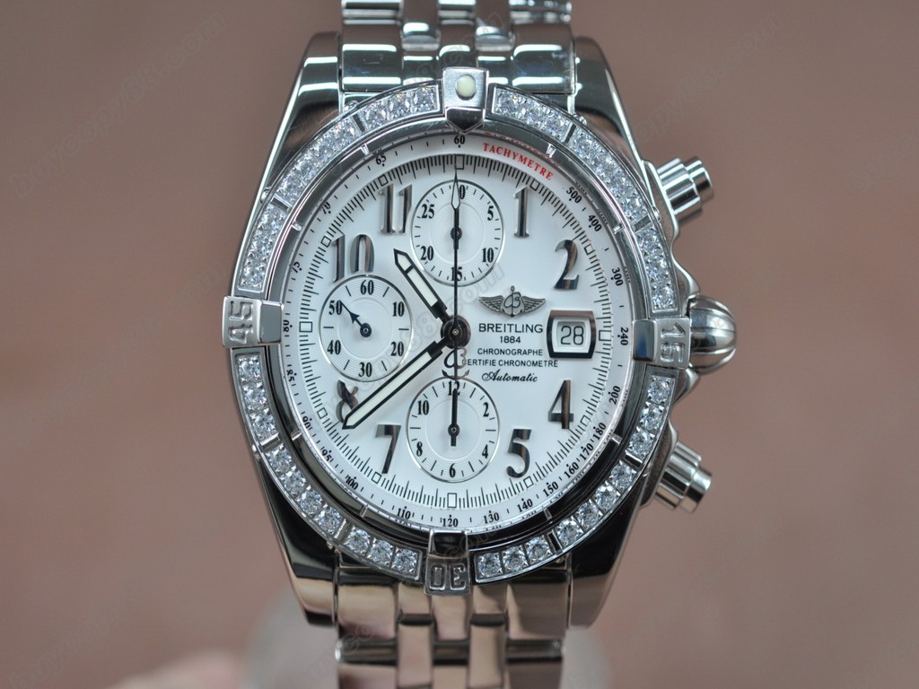 百年靈【男性用】Chronomat Evolution SS White/Diam Asia7750自動機芯搭載6