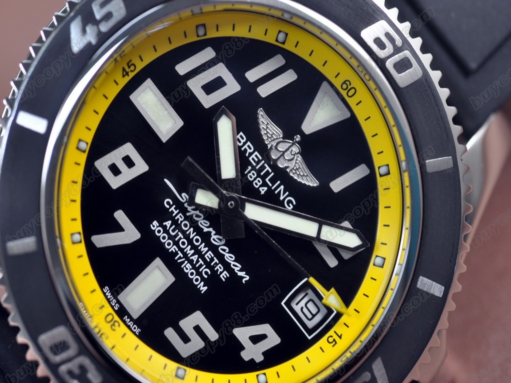 百年靈【男性用】 SuperOcean 42mm SS/RU Yellow Ultimate Edition A-2824 自動機芯搭載12