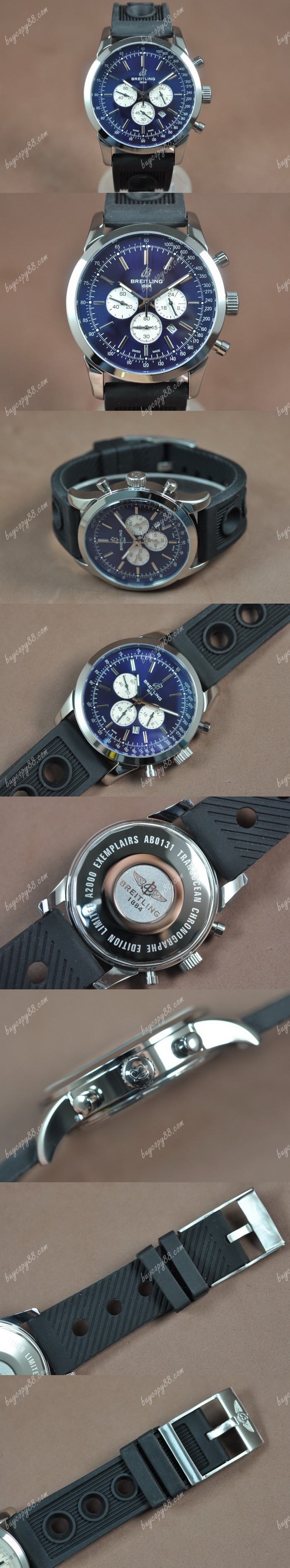  百年靈Breitling Transocean Chrono SS/RU Blue dial Jap-OS20石英錶0