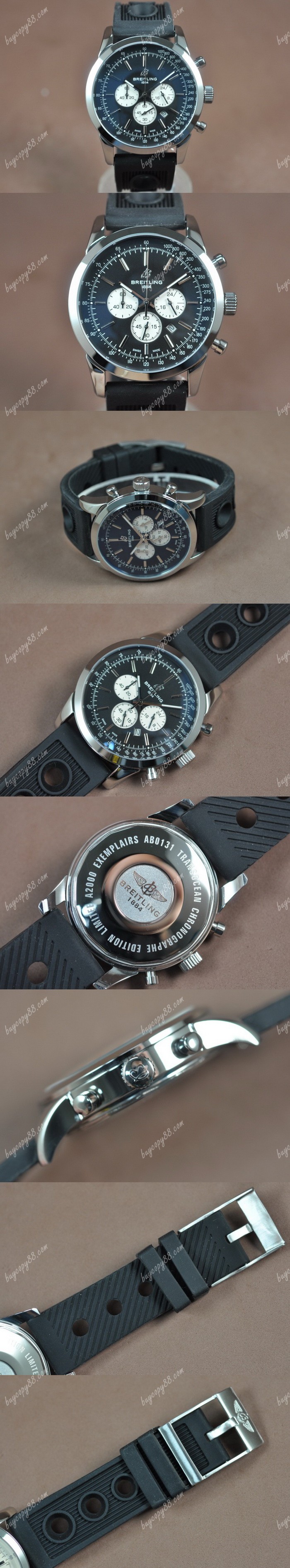 百年靈Breitling Transocean Chrono SS/RU Black dial Jap-OS20石英錶0