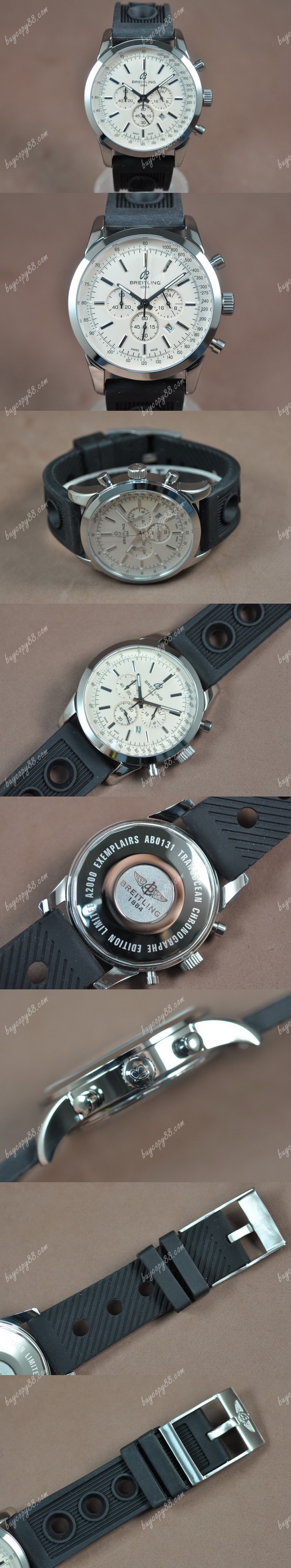  百年靈Breitling Transocean Chrono SS/RU White dial Jap-OS20石英錶0