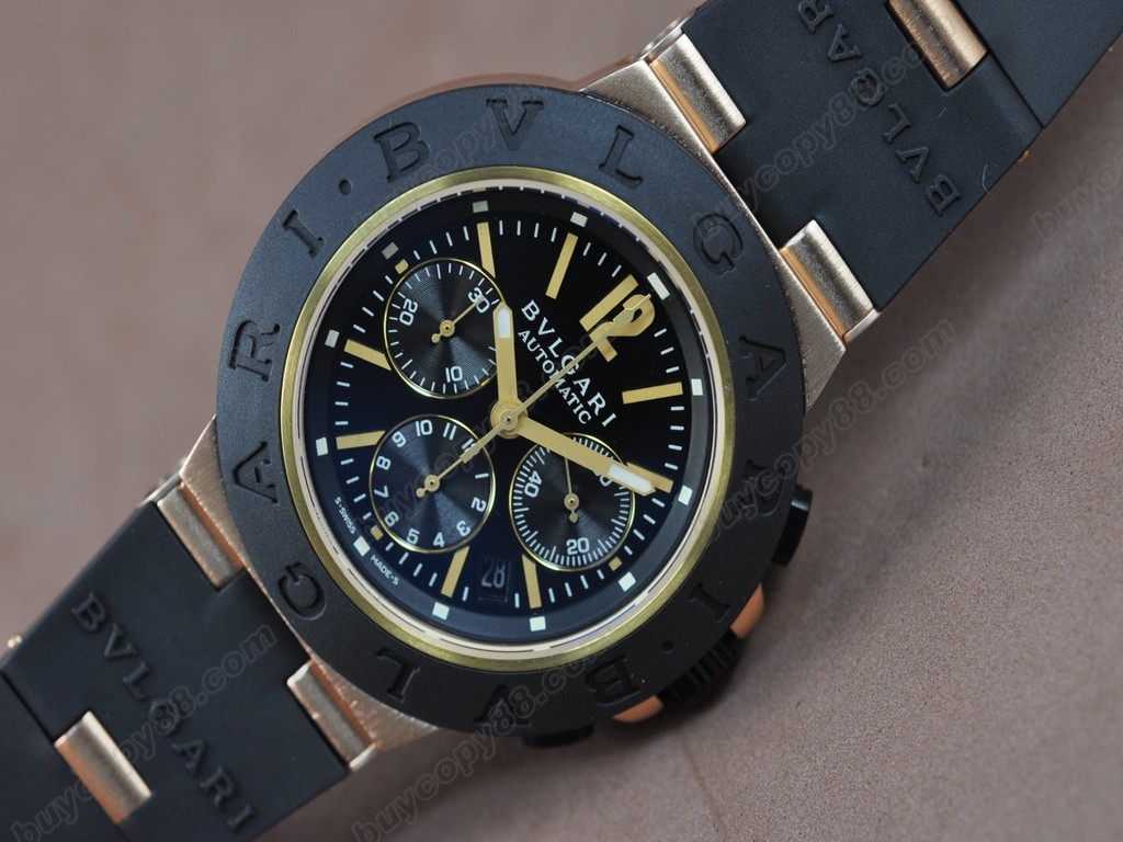 寶格麗 【男性用】Diagono Aluminium Chrono RG/RU Black Asian 7750 自動機芯搭載2