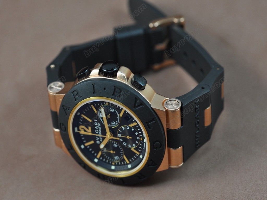 寶格麗 【男性用】Diagono Aluminium Chrono RG/RU Black Asian 7750 自動機芯搭載0