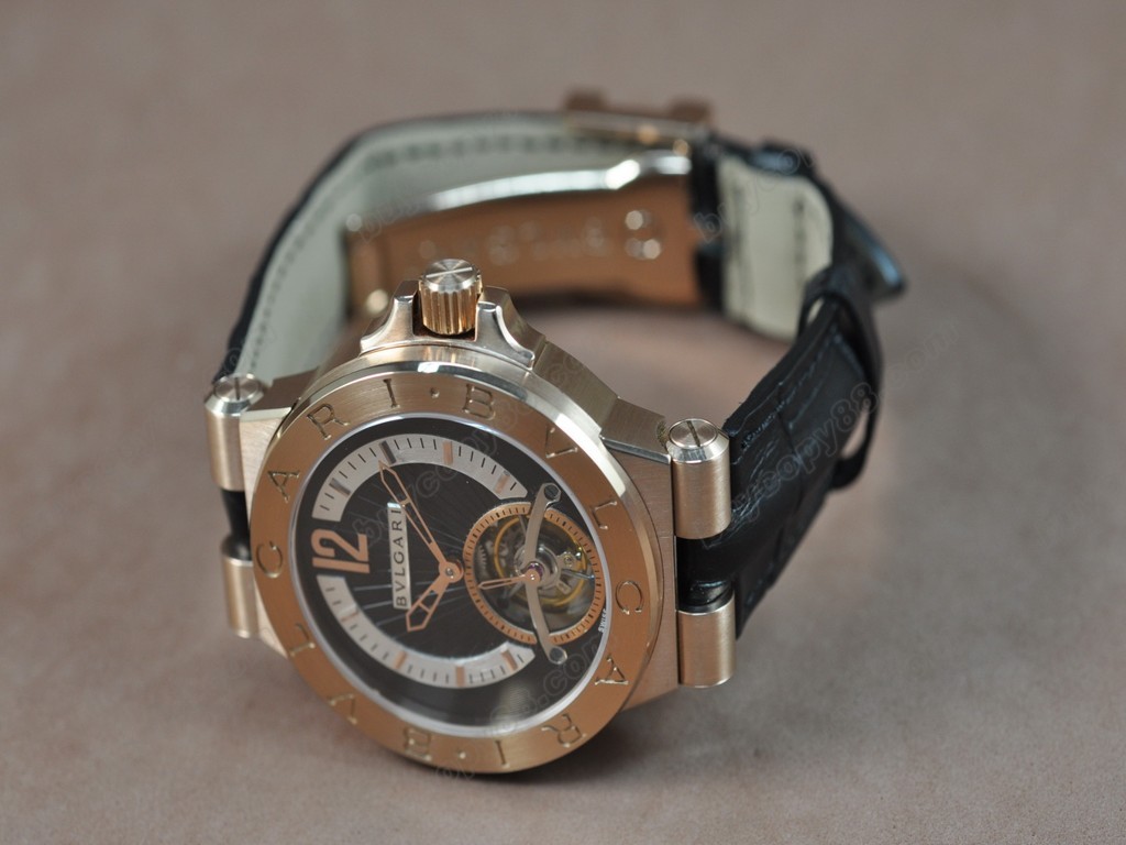 寶格麗 【男性用】Diagono RG/LE Black Asian Flying Tourbillon 手上鏈搭載6