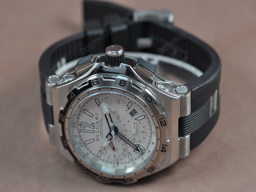 寶格麗【男性用】 Diagono X-PRO Chrono GMT SS/RU White Asian 7750 自動機芯搭載7