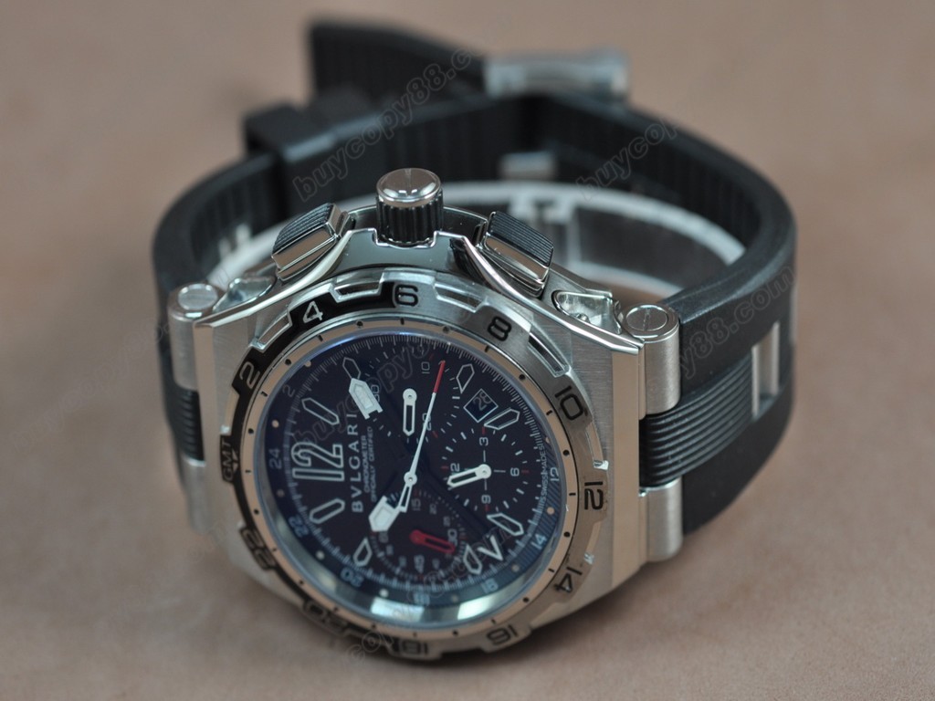 寶格麗 【男性用】 Diagono X-PRO Chrono GMT SS/RU Black Asian 7750 自動機芯搭載8