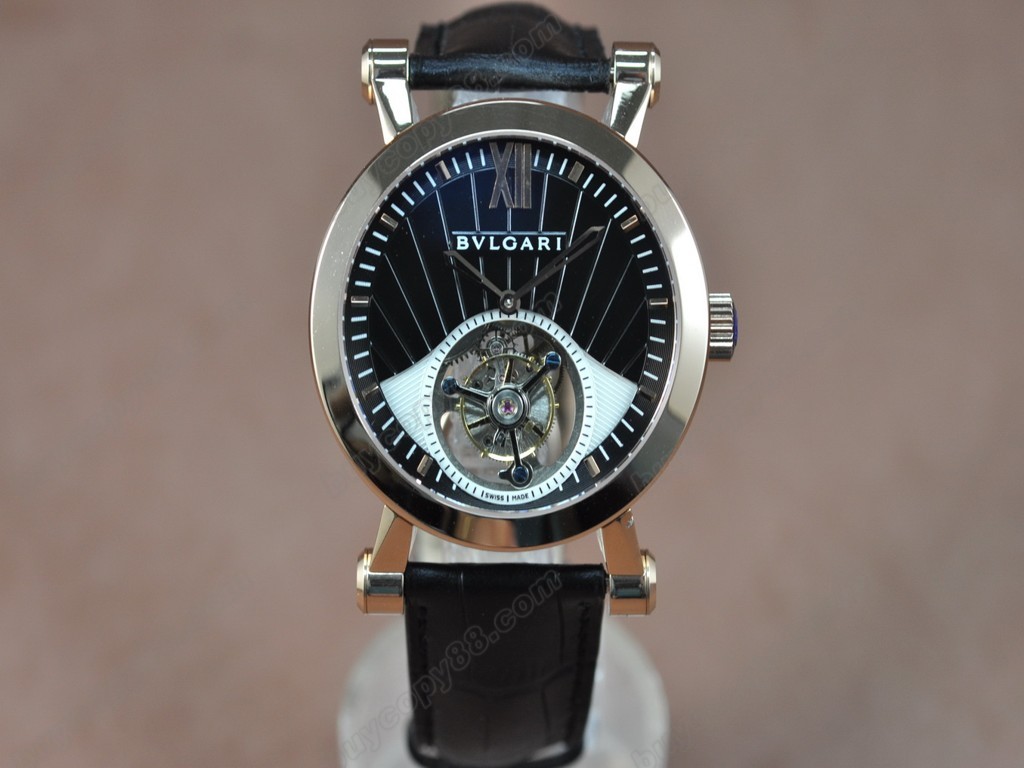 寶格麗 【男性用】 Sotirlo Bvlgari RG/LE Black Flying Tourbillon手上鏈搭載9