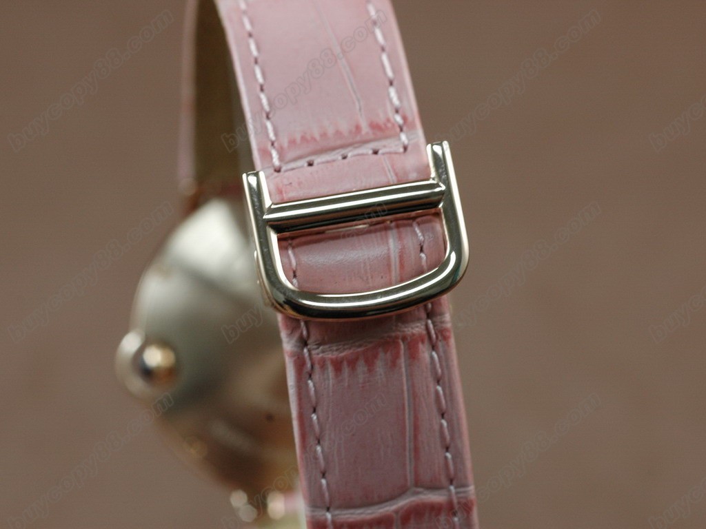 卡地亞【男性用】 Ladies YG Case White Dial Pink Strap Diamondiss石英機芯搭載2