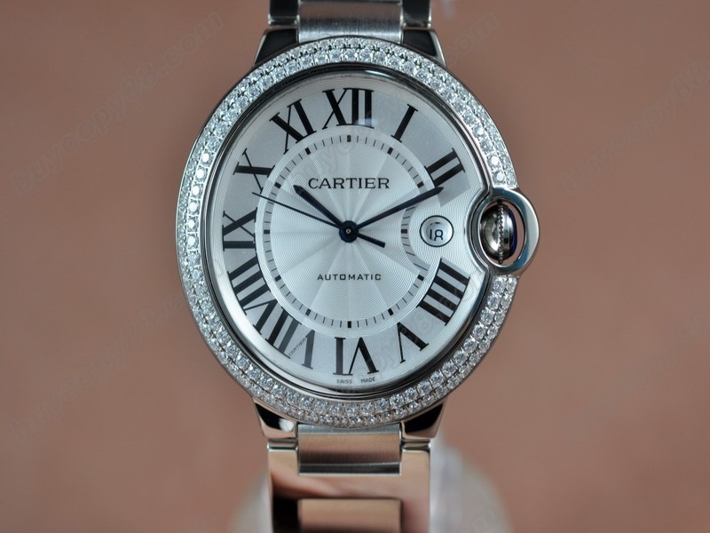 卡地亞【男性用】 Ballon Bleu de Cartier Men SS/Diam White Swiss Eta 2824自動機芯搭載5