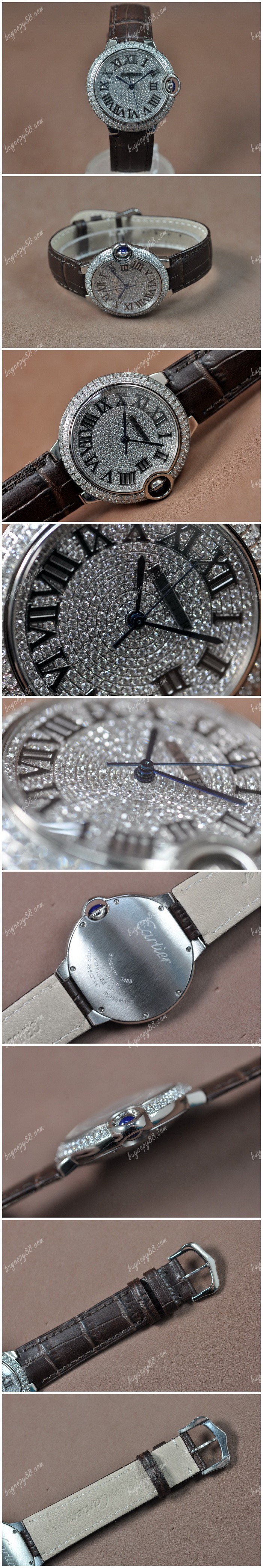 卡地亞Cartier Ballon Blue de Cartier SS/Diam/LE White Swiss石英錶0