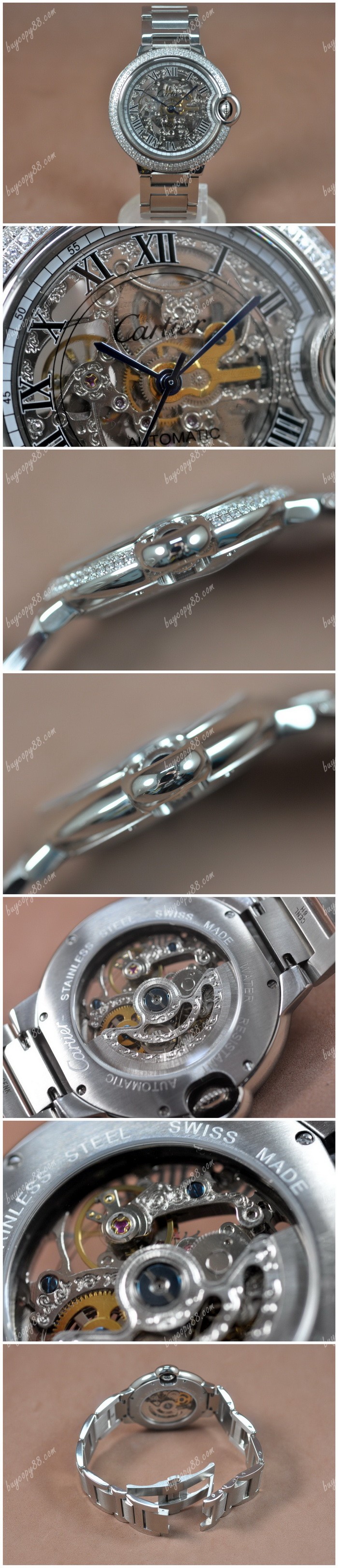 卡地亞Cartier Ballon Blue de Cartier SS/SS/Diam Asian 2813自動機芯搭載0
