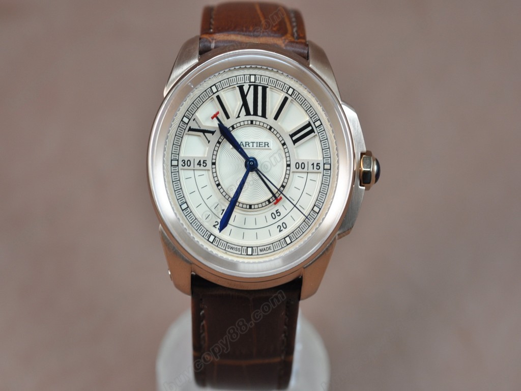 卡地亞【男性用】 Calibre de cartier RG/LE/GMT Rose Gold Dial Asia 自動機芯搭載7