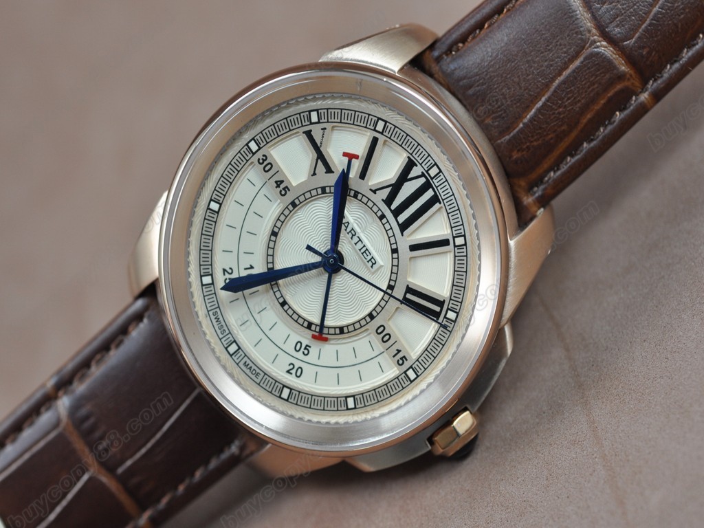 卡地亞【男性用】 Calibre de cartier RG/LE/GMT Rose Gold Dial Asia 自動機芯搭載4