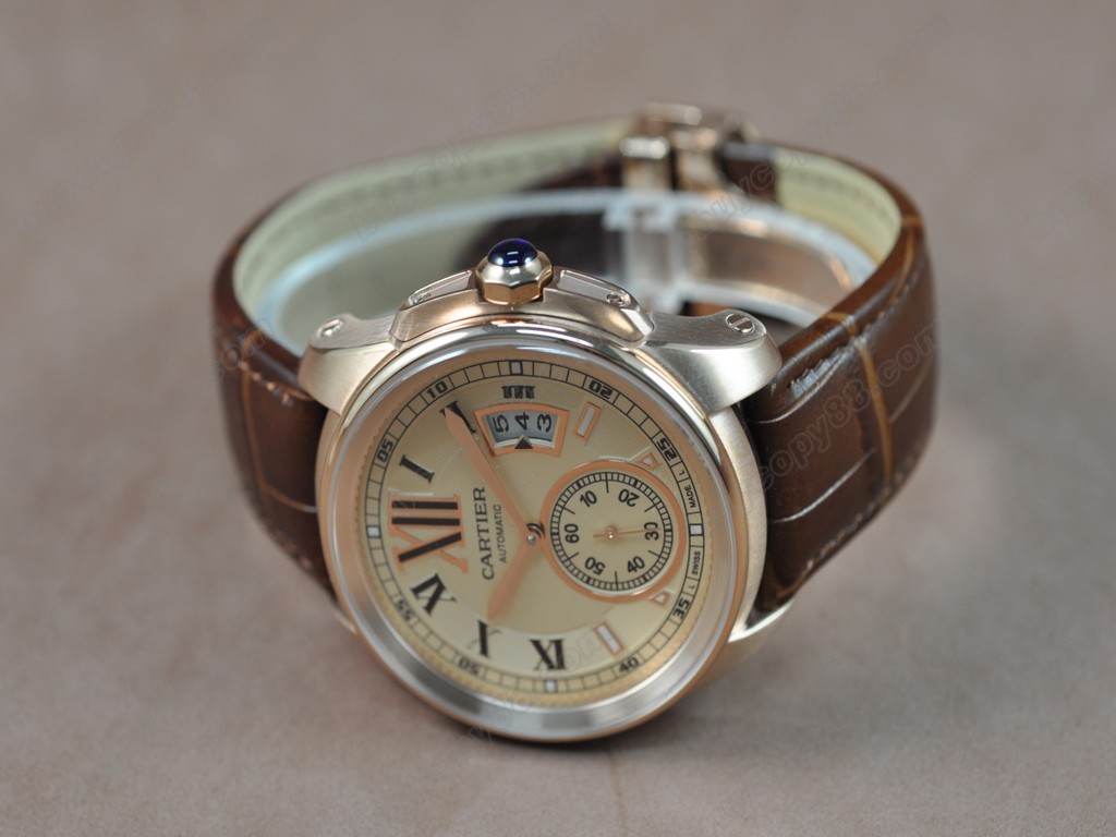 卡地亞【男性用】Calibre de cartier RG/LE Rose Gold Dial Asia 自動機芯搭載5