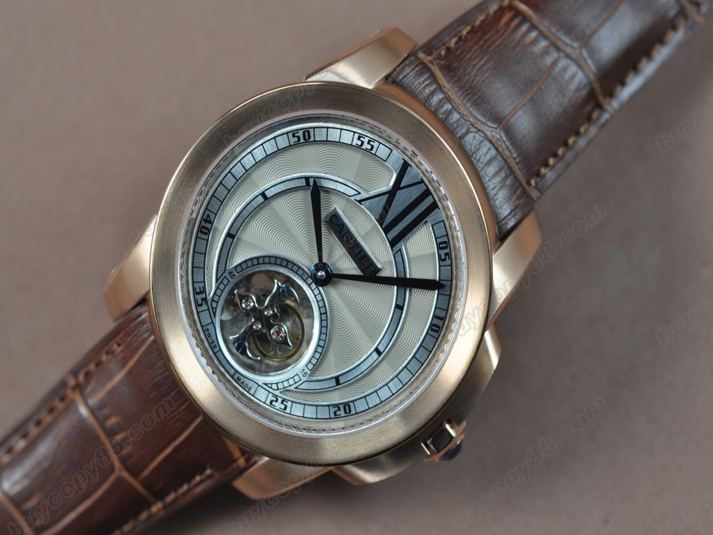 卡地亞【男性用】 Calibre de Cartier RG/LE Grey Tourbillon Asian Manual 手上鏈搭載5