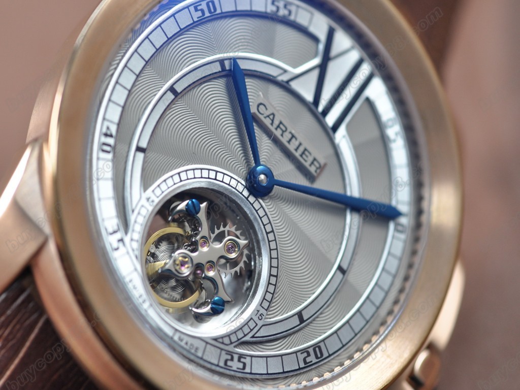 卡地亞【男性用】 Calibre de Cartier RG/LE Grey Tourbillon Asian Manual 手上鏈搭載4