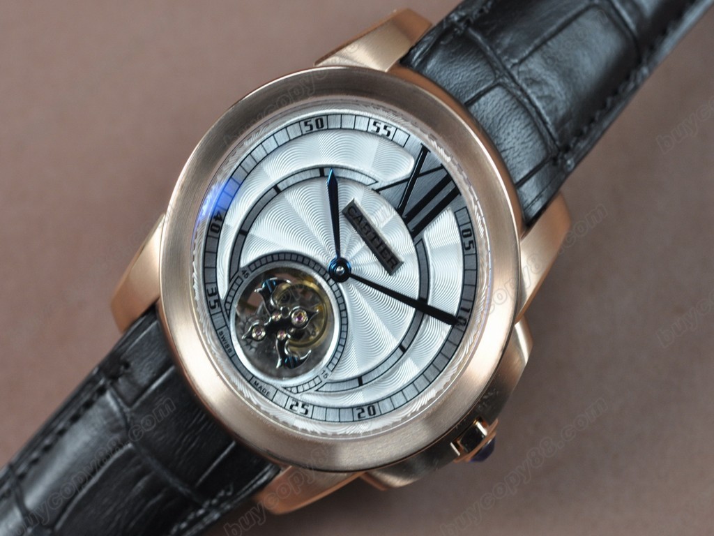 卡地亞【男性用】 Calibre de Cartier RG/LE White Tourbillon Asian Manual 手上鏈搭載5