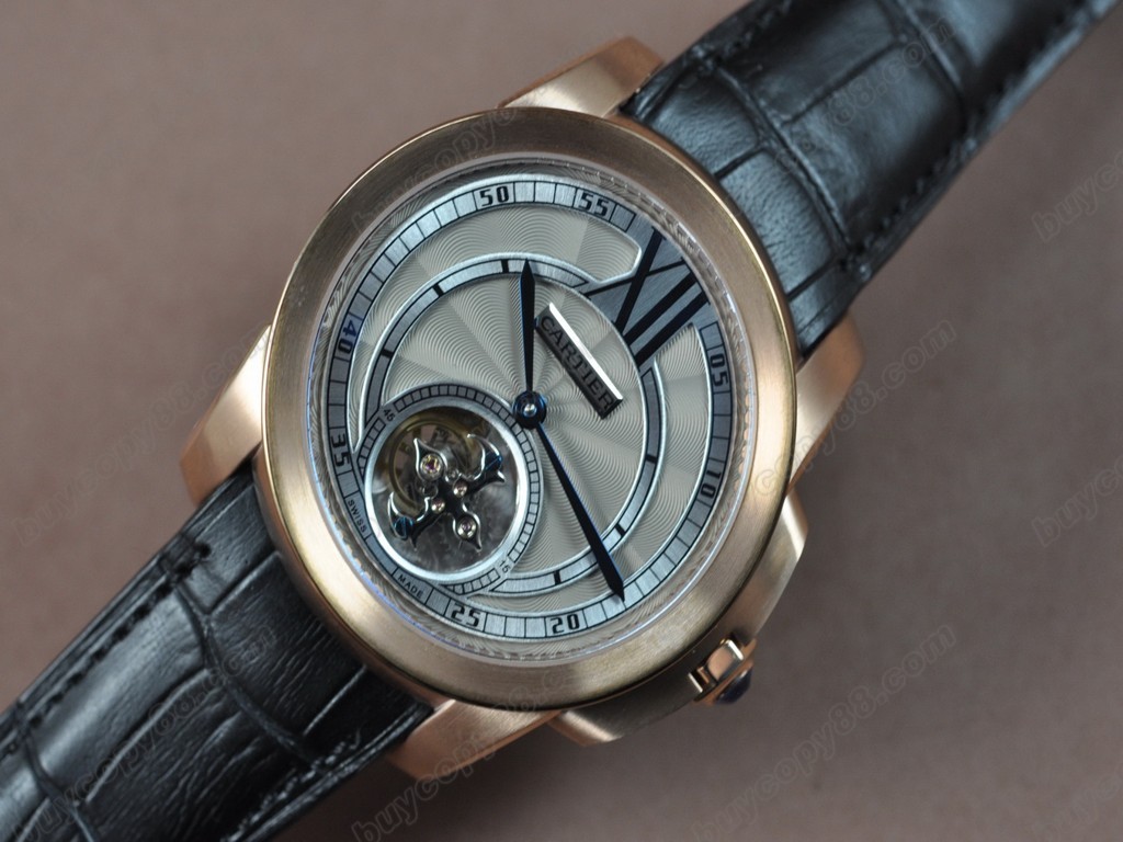 卡地亞【男性用】Calibre de Cartier RG/LE Grey Tourbillon Asian Manual 手上鏈搭載1