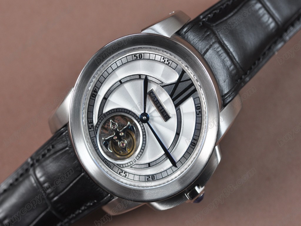 卡地亞【男性用】 Calibre de Cartier SS/LE White Tourbillon Asian Manual 手上鏈搭載5