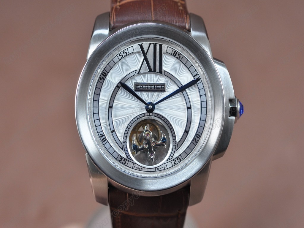 卡地亞【男性用】 Calibre de Cartier SS/LE White Tourbillon Asian Manual 手上鏈搭載5