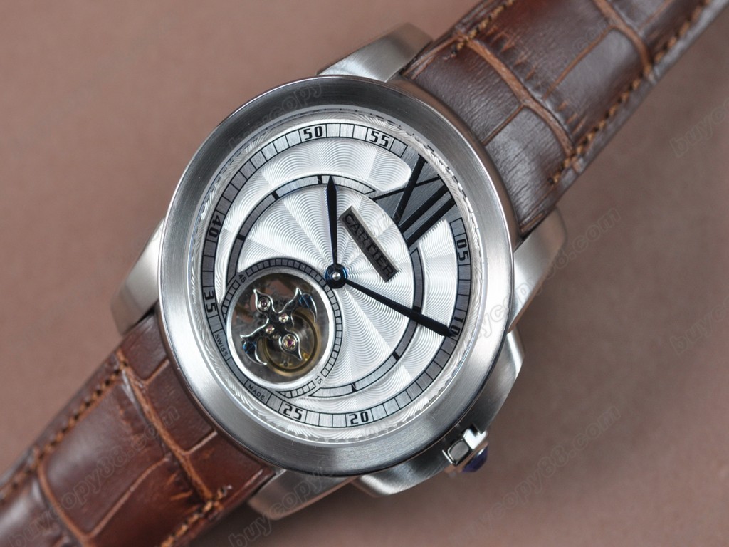 卡地亞【男性用】 Calibre de Cartier SS/LE White Tourbillon Asian Manual 手上鏈搭載4