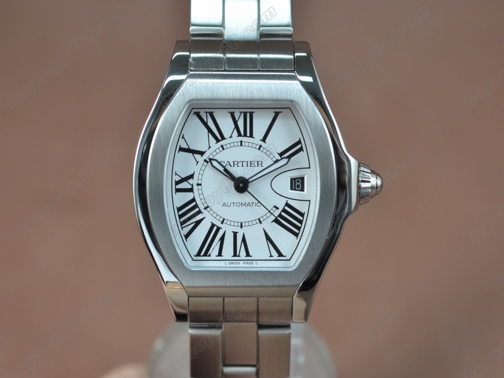 卡地亞【男性用】 Men Roadster SS White dial Swiss Eta SW200-1 自動機芯搭載7