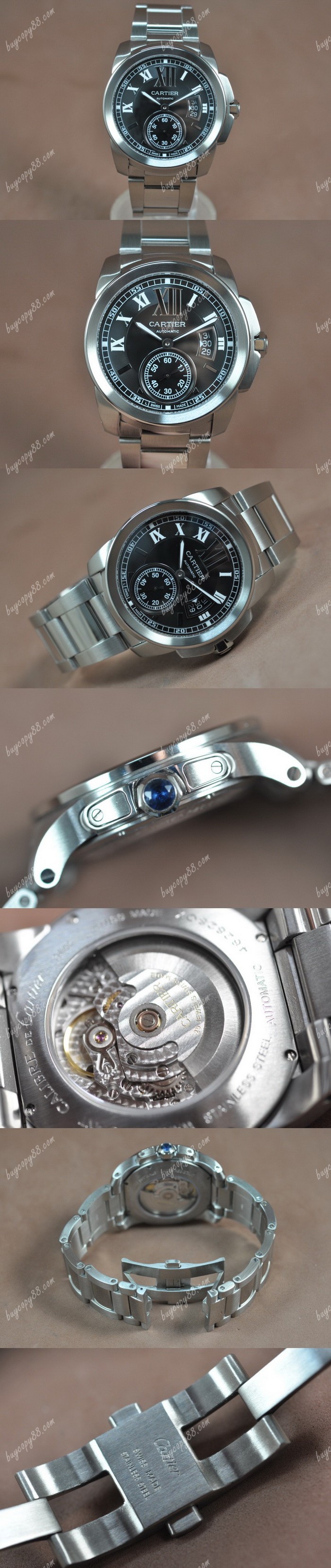 卡地亞Cartier Men Roadster SS/SS White dial A-2824-2自動機芯搭載0