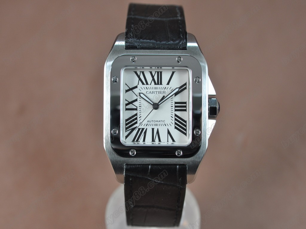 卡地亞【男性用】Santos SS/Le/White Swiss Eta 2824-2 自動機芯搭載.振頻每小時 28,800 次8