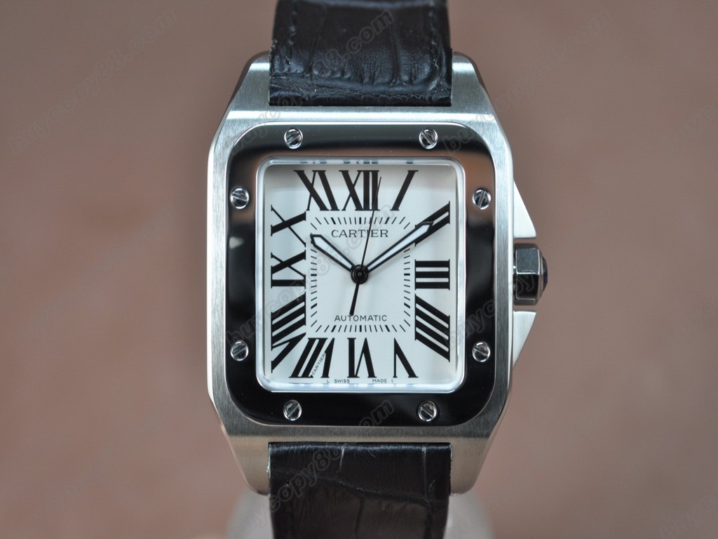 卡地亞【男性用】Santos SS/Le/White Swiss Eta 2824-2 自動機芯搭載.振頻每小時 28,800 次7