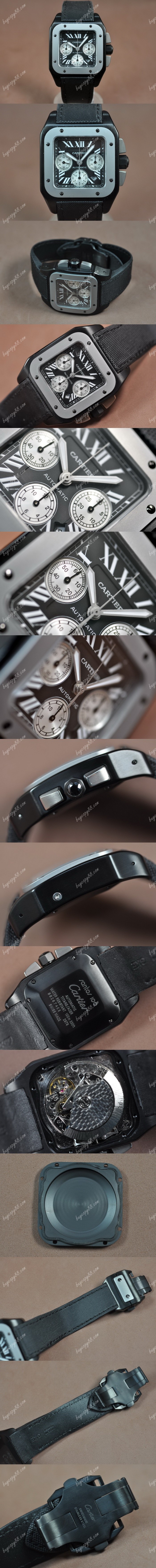 卡地亞Cartier Santos 100 PVD/Satin Black Dial A-7750自動機芯搭載0