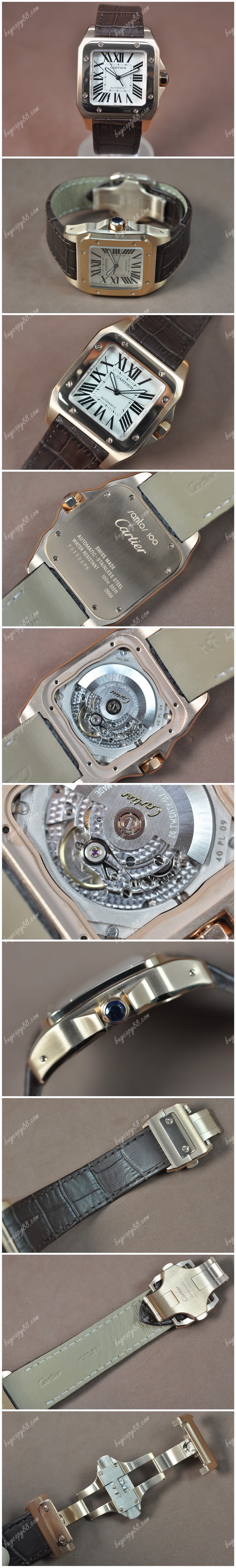 卡地亞Cartier Santos SS/LE/Diam White dial Swiss SW200-1自動機芯搭載0