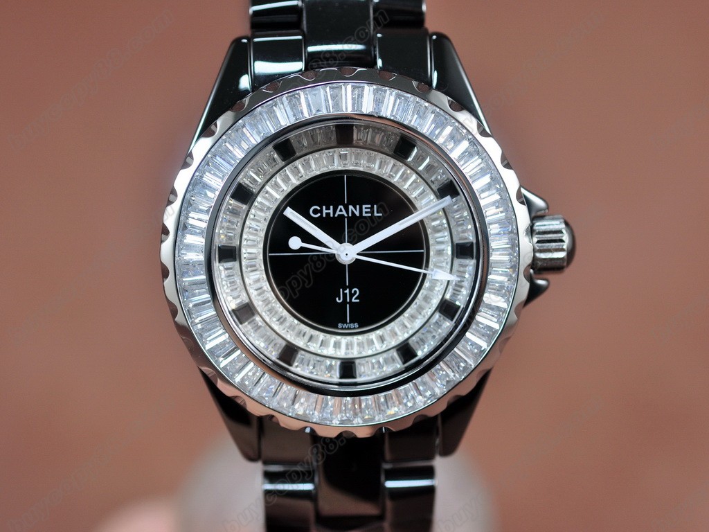 香奈兒【女性用】 J12 Joaillerie Ladies Black/Black/Clear Japanese石英機芯搭載1