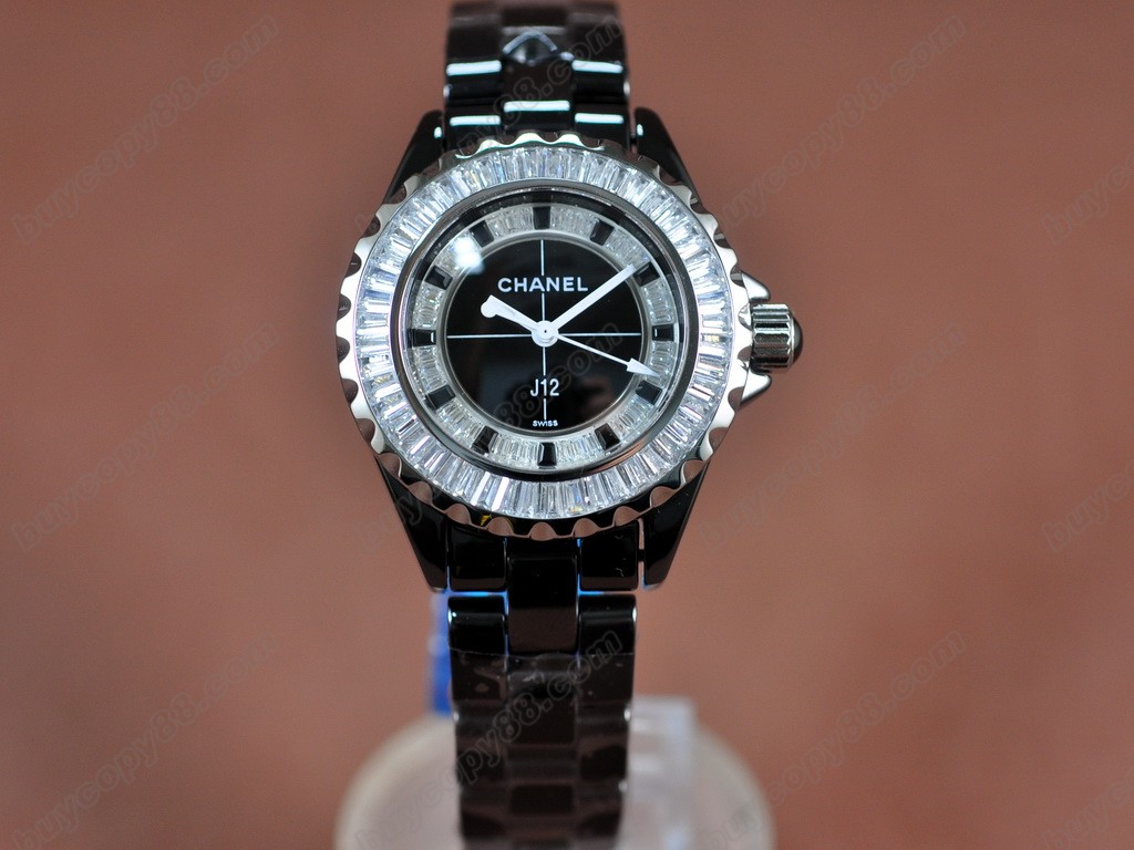 香奈兒【女性用】 J12 Joaillerie Ladies Black/Black/Clear Japanese石英機芯搭載0