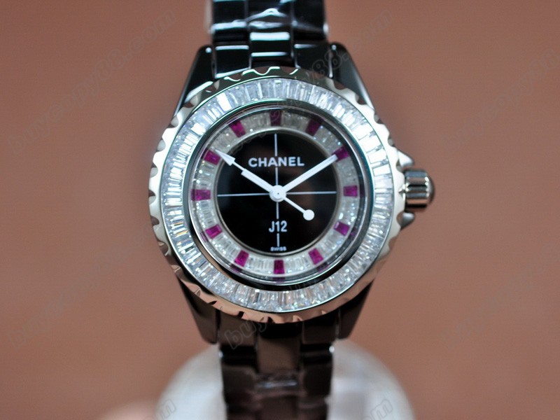 香奈兒【女性用】 J12 Joaillerie Ladies Black Japanese石英機芯搭載1