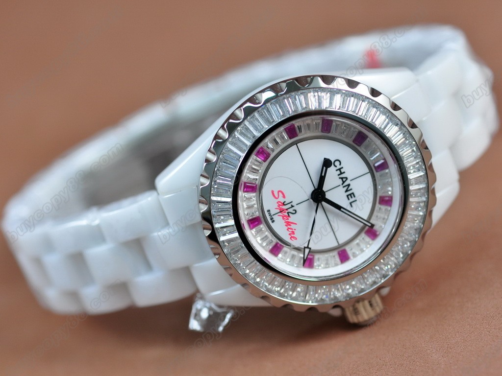  香奈兒【女性用】J12 Joaillerie Ladies White/Red/Clear Japanese石英機芯搭載2