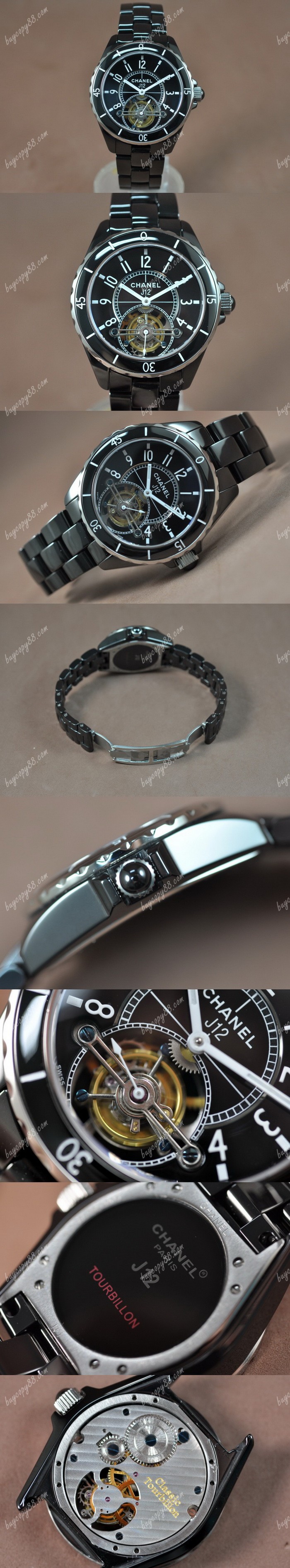 香奈兒Chanel J12 Tourbillon Full Black ceramic Black dial Handwind陀飛輪錶0