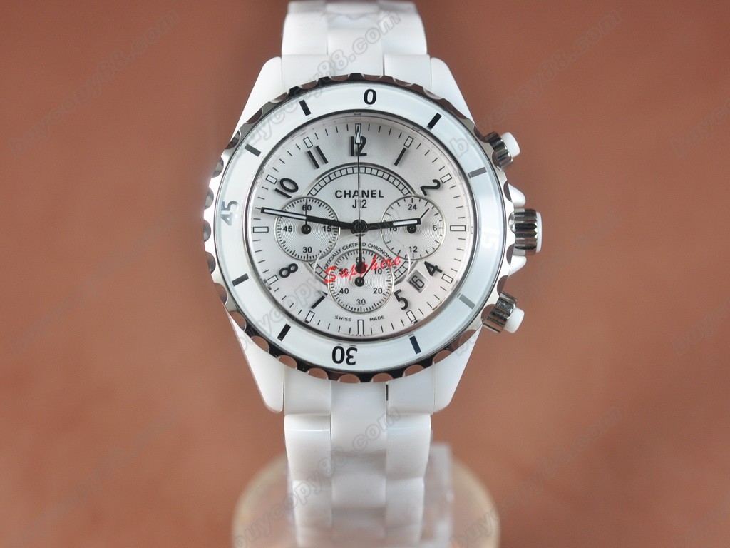 香奈兒【男性用】J12 White Chronograph, Full Ceramic Working Chronos Japanese OS20 石英機芯搭載　　0