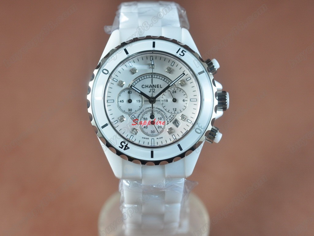 香奈兒【男性用】  J12 White Chronograph, Full Ceramic Working Chronos Japanese OS20 石英機芯搭載　 0