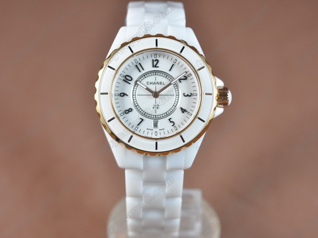  香奈兒【女性用】 J12 TT White Ceramic Num Markers Ladies Japanese石英機芯搭載6