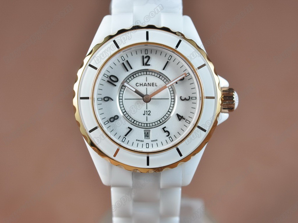  香奈兒【女性用】 J12 TT White Ceramic Num Markers Ladies Japanese石英機芯搭載5