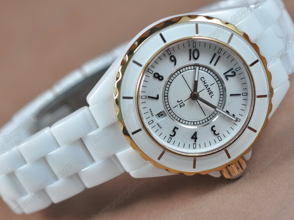  香奈兒【女性用】 J12 TT White Ceramic Num Markers Ladies Japanese石英機芯搭載4