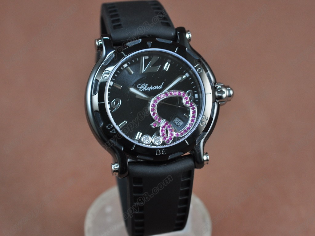 蕭邦錶【女性用】 Happy Sports Ladies Happy Black Ed Ceramic/Blk Swiss石英機芯搭載8