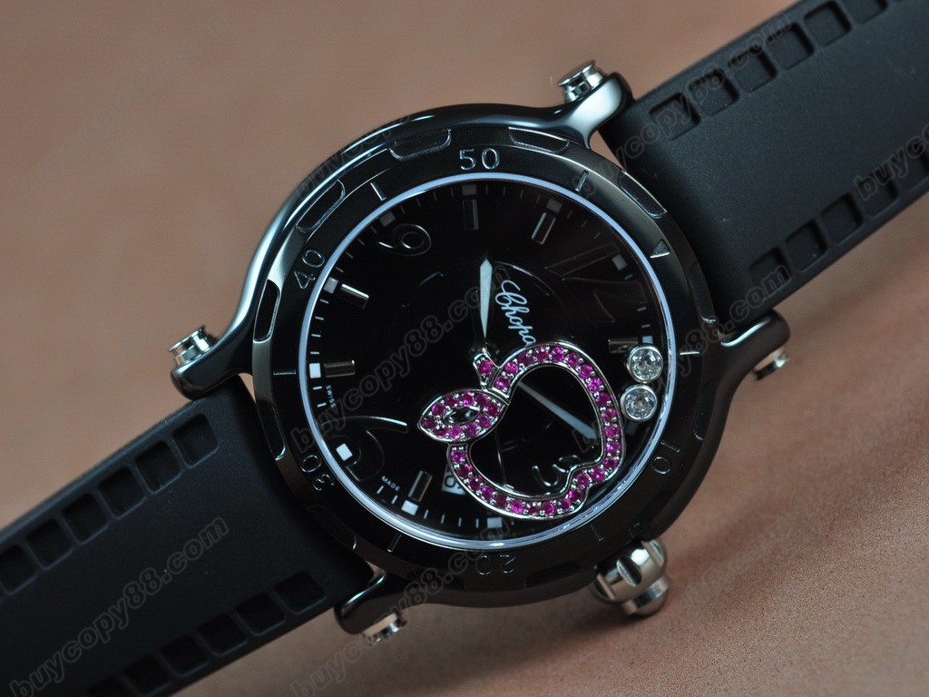 蕭邦錶【女性用】 Happy Sports Ladies Happy Black Ed Ceramic/Blk Swiss石英機芯搭載4