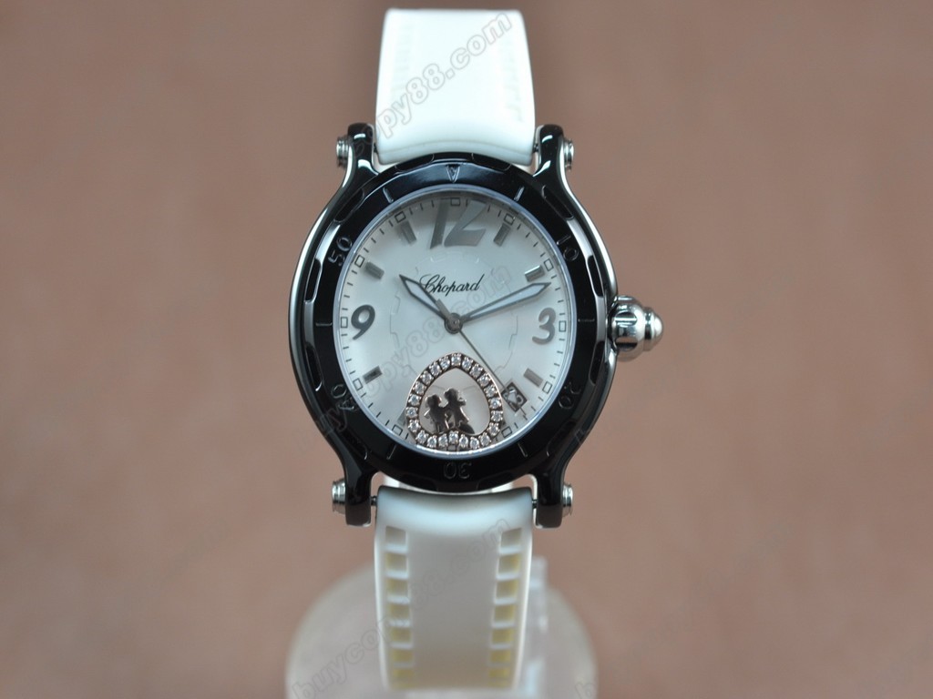 蕭邦錶【女性用】 Happy Sports PVD/LE White dial Swiss 石英機芯搭載7