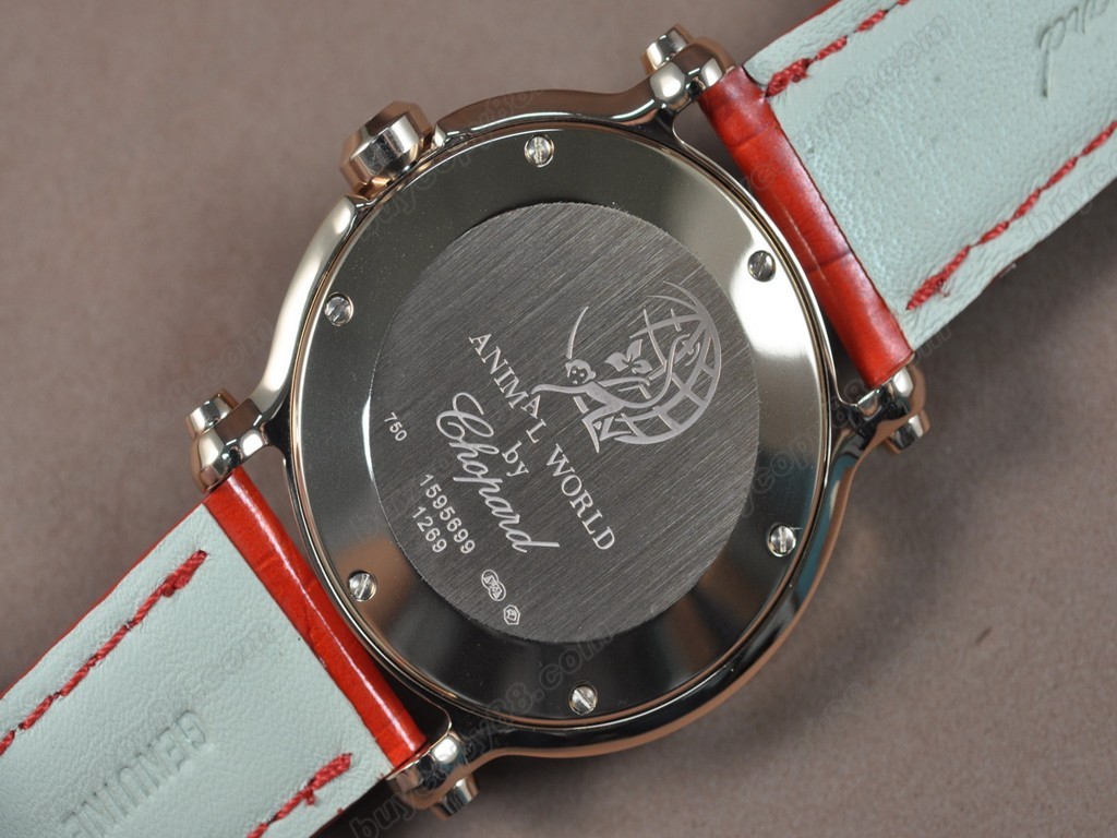 蕭邦錶【女性用】Happy Sports Animal Kingdom RG/LE Diam White Dial Swiss 石英機芯搭載4