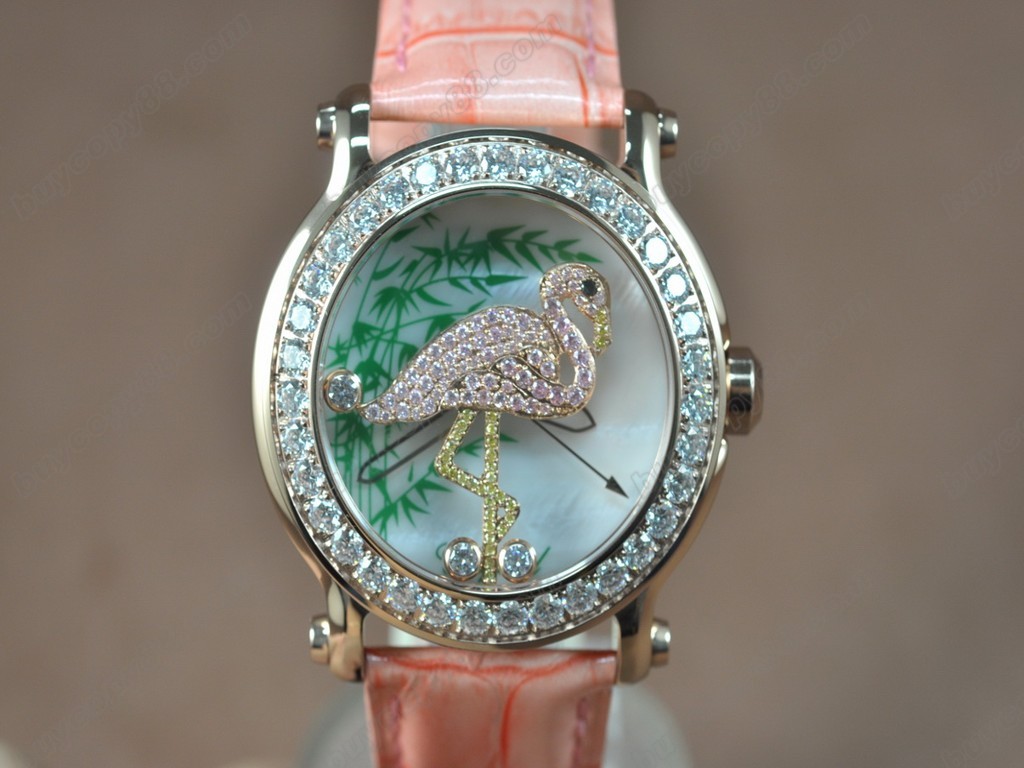 蕭邦錶【女性用】Happy Sports Animal Kingdom RG/LE Diam White Dial Swiss石英機芯搭載7