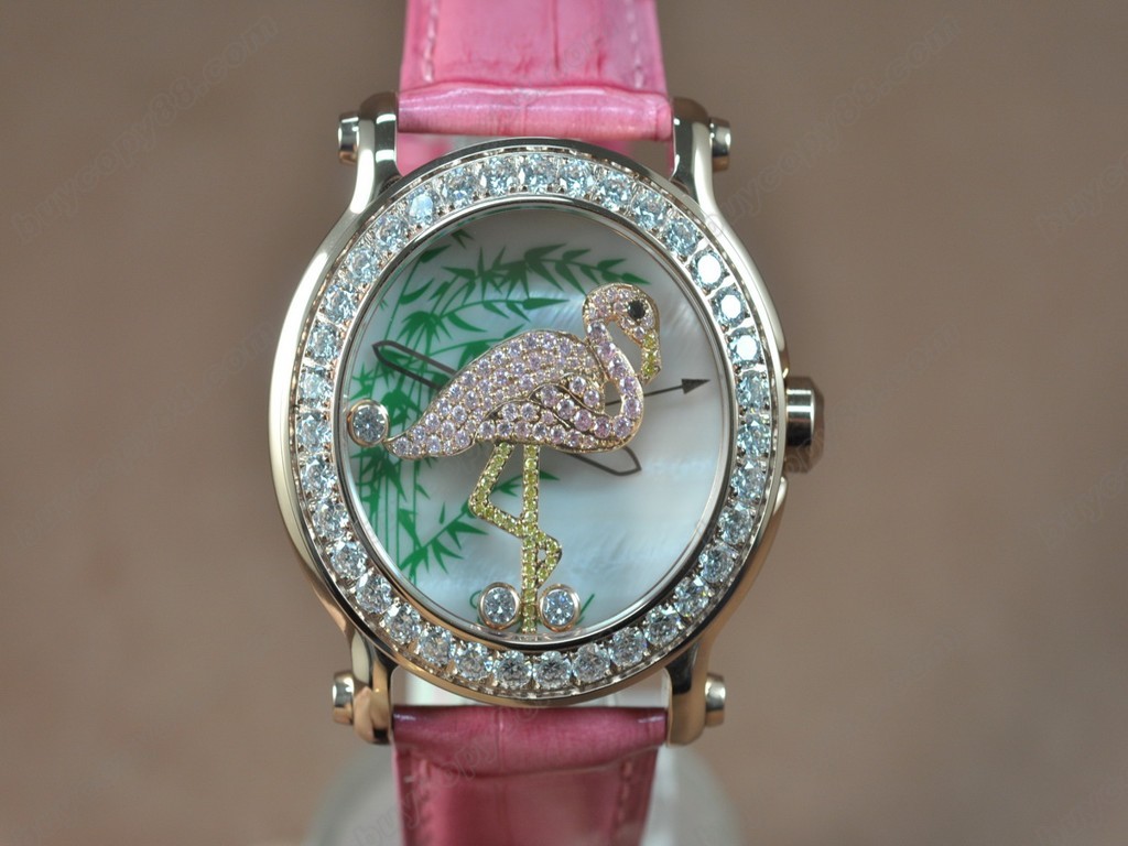 蕭邦錶【女性用】Happy Sports Animal Kingdom RG/LE Diam White Dial Swiss石英機芯搭載7